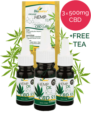 Biopurus Sale - 3x 5% CBD oil Free 1.6% CBD Hemp Tea