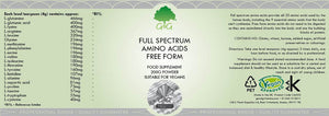 Full-spectrum amino acids powder - label