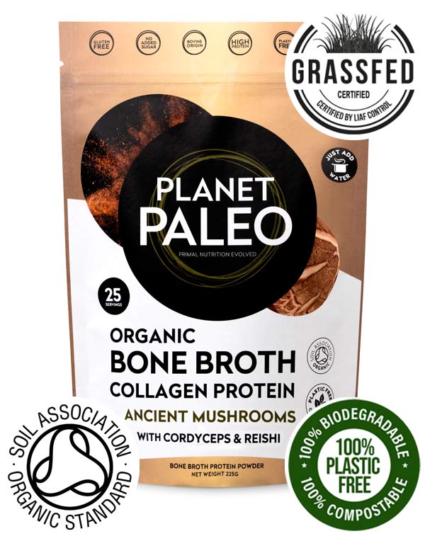 Organic bone broth Ancient Mushrooms - Planet Paleo